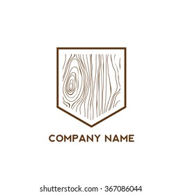 Pentagon with wooden texture,Logo design,Vector illustration