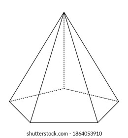 Pentagonal base pyramid on a white background