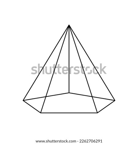 Pentagonal base pyramid on a white background