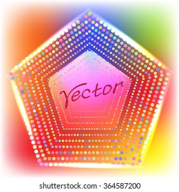Pentagonal border with light effects. Vector illustration.