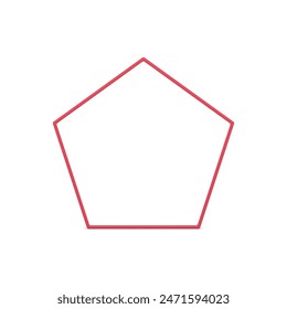 Pentagonal border red decorative glossy framework 3d element geometric design realistic vector illustration. Polygonal frame premium math architectural basic construction decor isolated