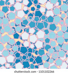 Pentagonal camouflage. Seamless pleasant texture. Chaotic paints. The diagonal grid is divided by squares.