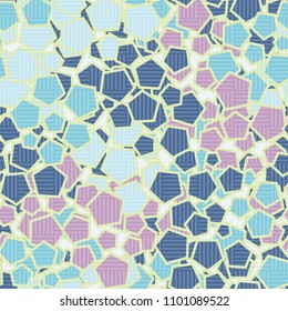 Pentagonal camouflage. Seamless texture. Chaotic paints. A grid consisting of striped squares