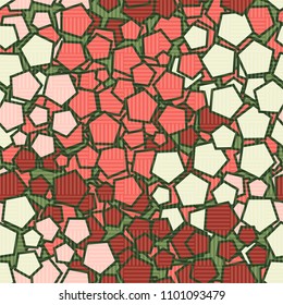 Pentagonal camouflage. Seamless texture. Chaotic paints. A grid consisting of striped squares