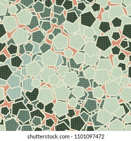 Pentagonal camouflage. Seamless texture. Chaotic paints. A grid consisting of striped squares
