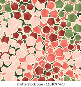 Pentagonal camouflage. Seamless texture. Chaotic paints. A grid consisting of striped squares