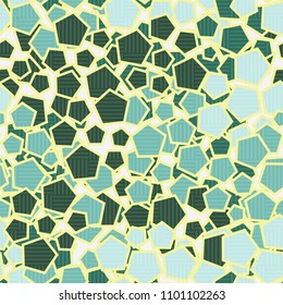 Pentagonal camouflage. Seamless texture. Chaotic paints. A grid consisting of striped squares