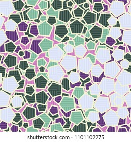 Pentagonal camouflage. Seamless texture. Chaotic paints. A grid consisting of striped squares