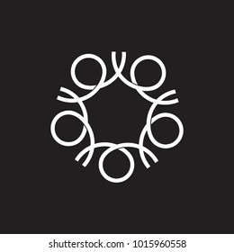pentagonal curl lines art logo vector