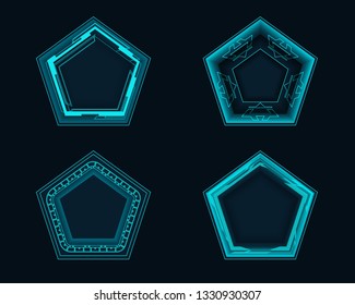 Pentagonal elements for the hud interface.Vector illustration.