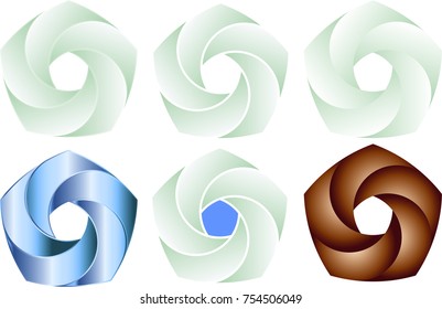 Pentagonal helix company logo isolated white background