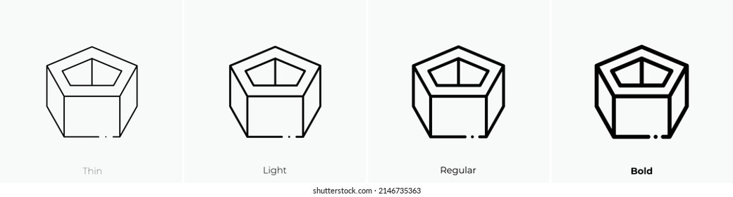 pentagonal icon. Thin, Light Regular And Bold style design isolated on white background