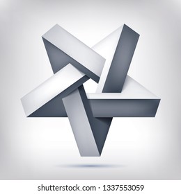 Pentagonal illusion star. Five-pointed unreal shape, nonexistent geometry object, abstract vector design