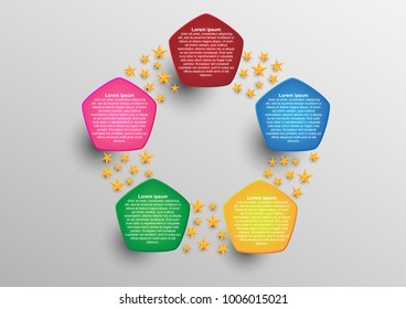 Pentagonal infographic. Concept and idea abstract infographic template for create report and presentation. Vector EPS10