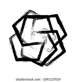 pentagonal ink art and brush line