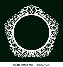 Pentagonal mandala with a round empty center. Winter decoration