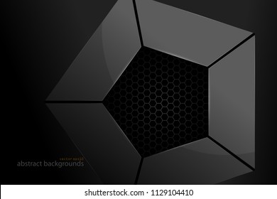 Pentagonal meta shape scene vector abstract wallpaper on a black backgrounds