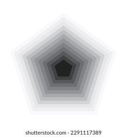 Pentagonal monochrome abstract graphic background. Design element from concentric frames. Vector illustration