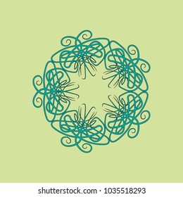 Pentagonal ornamental composition, as an element of decor or tattoo. Vector illustration