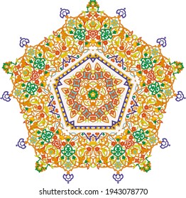 Pentagonal ornamental mandala, Five-pointed Isolated design element