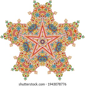 Pentagonal ornamental mandala, Five-pointed Isolated design element