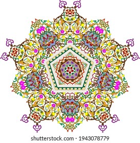 Pentagonal ornamental mandala, Five-pointed Isolated design element