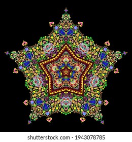 Pentagonal ornamental mandala, Five-pointed Isolated design element