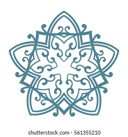 Pentagonal ornamental mandala, Isolated design element, Vector illustration