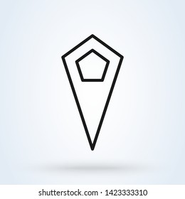 Pentagonal pin. Line art Simple vector modern icon design illustration.