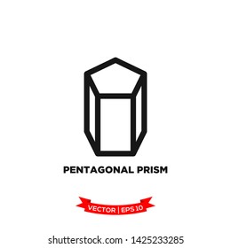 pentagonal prism icon in trendy flat style, geometric shape icon 