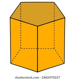 Vector aislado dibujado a mano de la ilustración del prisma pentagonal