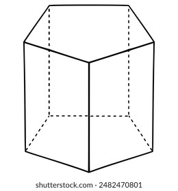 pentagonal prism illustration hand drawn outline vector