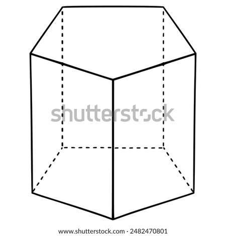 pentagonal prism illustration hand drawn outline vector