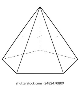 pentagonal pyramid illustration hand drawn outline vector