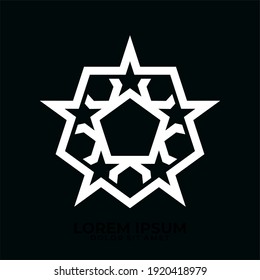 Plantilla de logotipo estrella pentagonal con ilustración geométrica militar en símbolo monograma de diseño plano