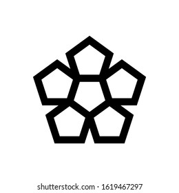 Pentagonal star symbol with geometric flower line art illustration in flat design monogram symbol