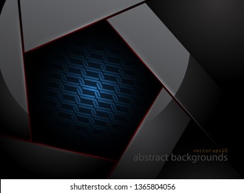 Pentagonal steel shape in dark scene vector abstract wallpaper backgrounds
