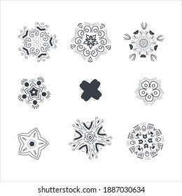 pentagonal,cross decorative vector design elements set