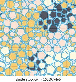 The pentagons form a camouflage pattern. Seamless texture. A grid consisting of striped squares.