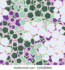 The pentagons form a camouflage pattern. Seamless texture. A grid consisting of striped squares.
