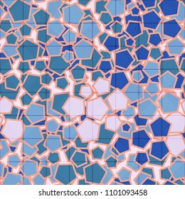 The pentagons form a camouflage pattern. Seamless texture. A grid consisting of striped squares.