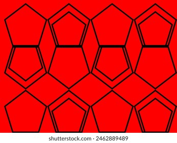 Pentagon's patters with red background, Patrones de pentagono con fondo rojo