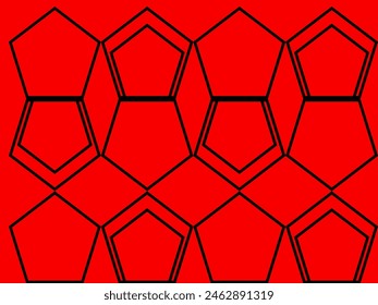 Pentagon's patters with red background, Patrones de pentagono con fondo rojo