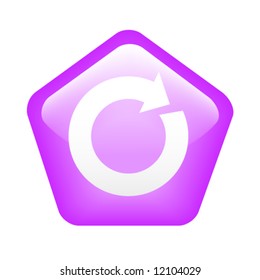 Pentagon-shaped glassy lilac Refresh (webpage) button
