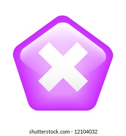 Pentagon-shaped glassy lilac Stop (loading) button