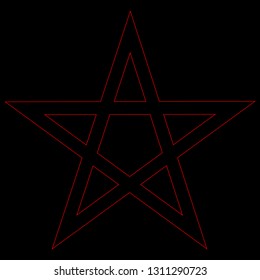 Pentagram blood red runic spell circle. Satanic sign, Magic casting ring. Pentalpha, Pentangle
