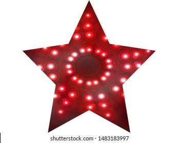 Pentagram blurred background with glowing lights. Futuristic style of 90s, 80s. Trendy soft color art. Red modern abstract cover for your graphic design or creative projects.