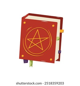 Pentagram book. Halloween, autumn concept. Isolated illustration for card, postcard, cover. EPS 10
