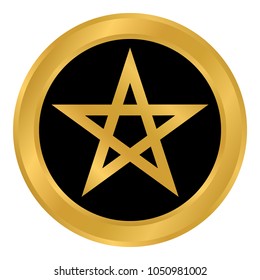 Pentagram button on white background. Vector illustration.