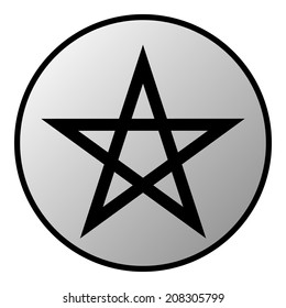 Pentagram button on white background. Vector illustration.